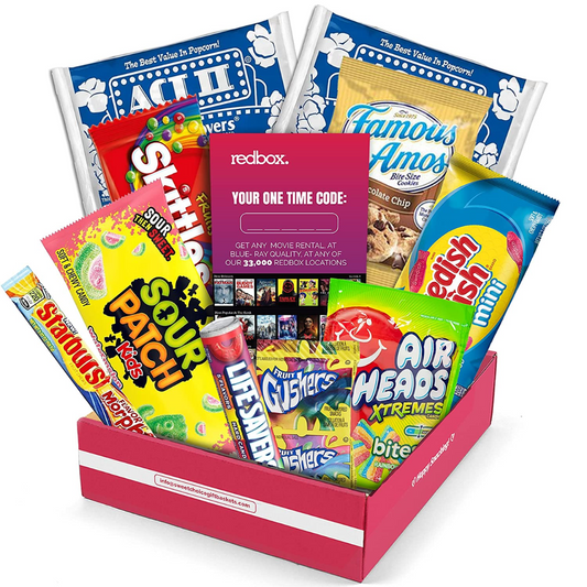 Redbox Movie Night Care Package with Popcorn, Candy and Movie Rental for College Students, Easter, Gift Ideas, Birthday, Date Night, Corporate Gifts and Finals From