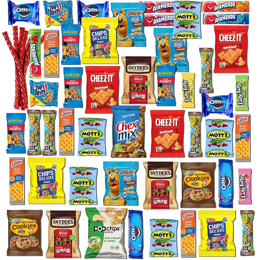 Snack box care package Variety Pack snack pack(60 Count)candy Gift Basket for Kids Adults Teens Family