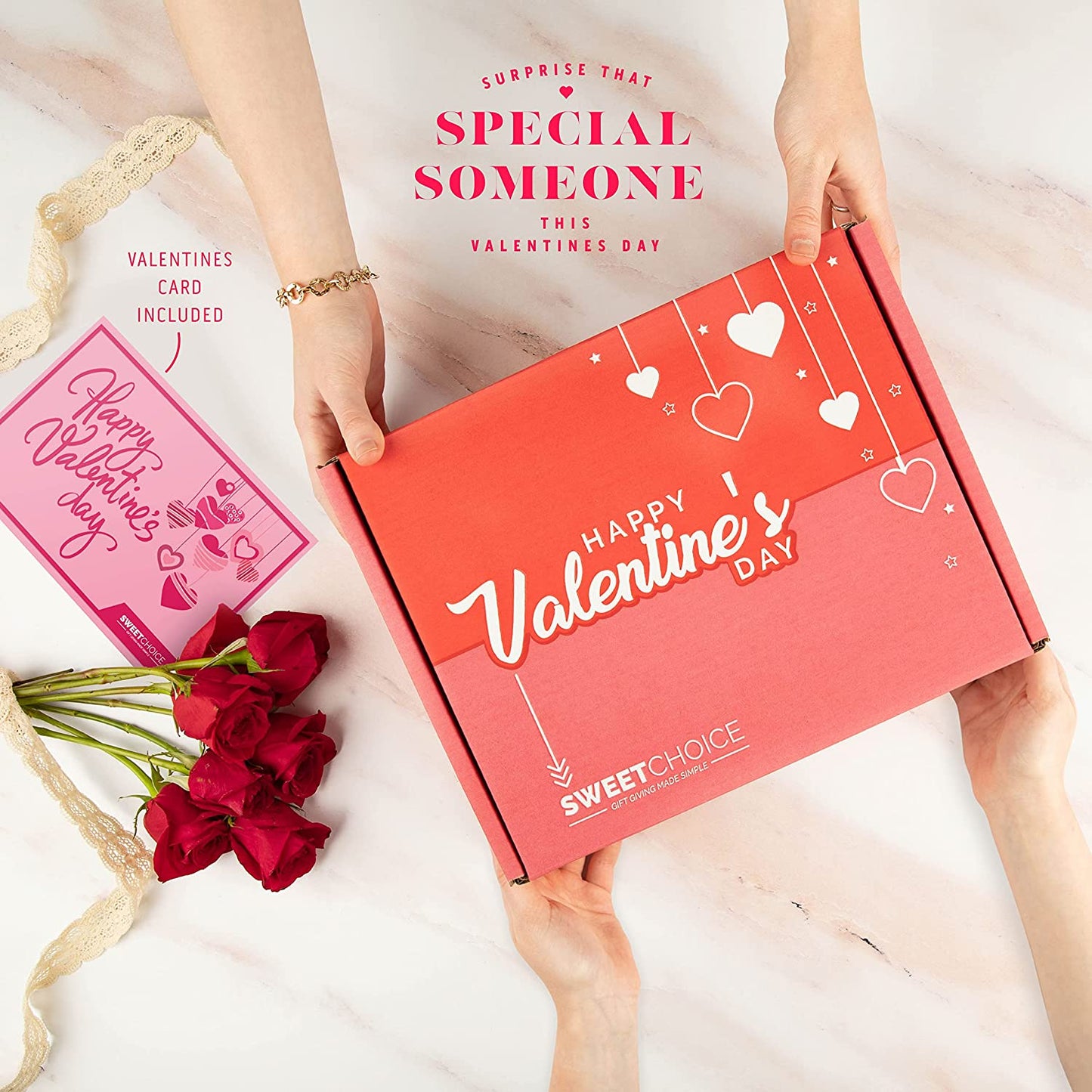 Valentine's Day /Pink/Red and white cookies Gift Box Assortment Variety Bundle Crate Present for Boy Girl Friend Student College Child Husband Wife Boyfriend Girlfriend Love Niece