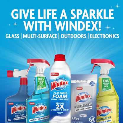 Windex Glass and Window Cleaner Spray Bottle, Packaging Designed to Prevent Leakage and Breaking, Surface Cleaning Spray, Original Blue Scent, 23 Fl Oz (Pack of 2)