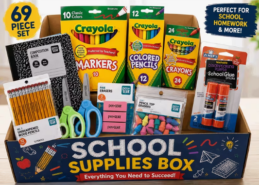 Back to School Essentials Supplies Kit Bundle for Students – 69-Piece First Day of School Must-Have Set with Notebooks, Pencils, Folders & More