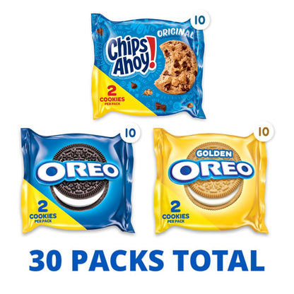 Sweet Treats Cookie Variety Pack OREO, OREO Golden & CHIPS AHOY!, 30 Snack Packs (2 Cookies per Pack)