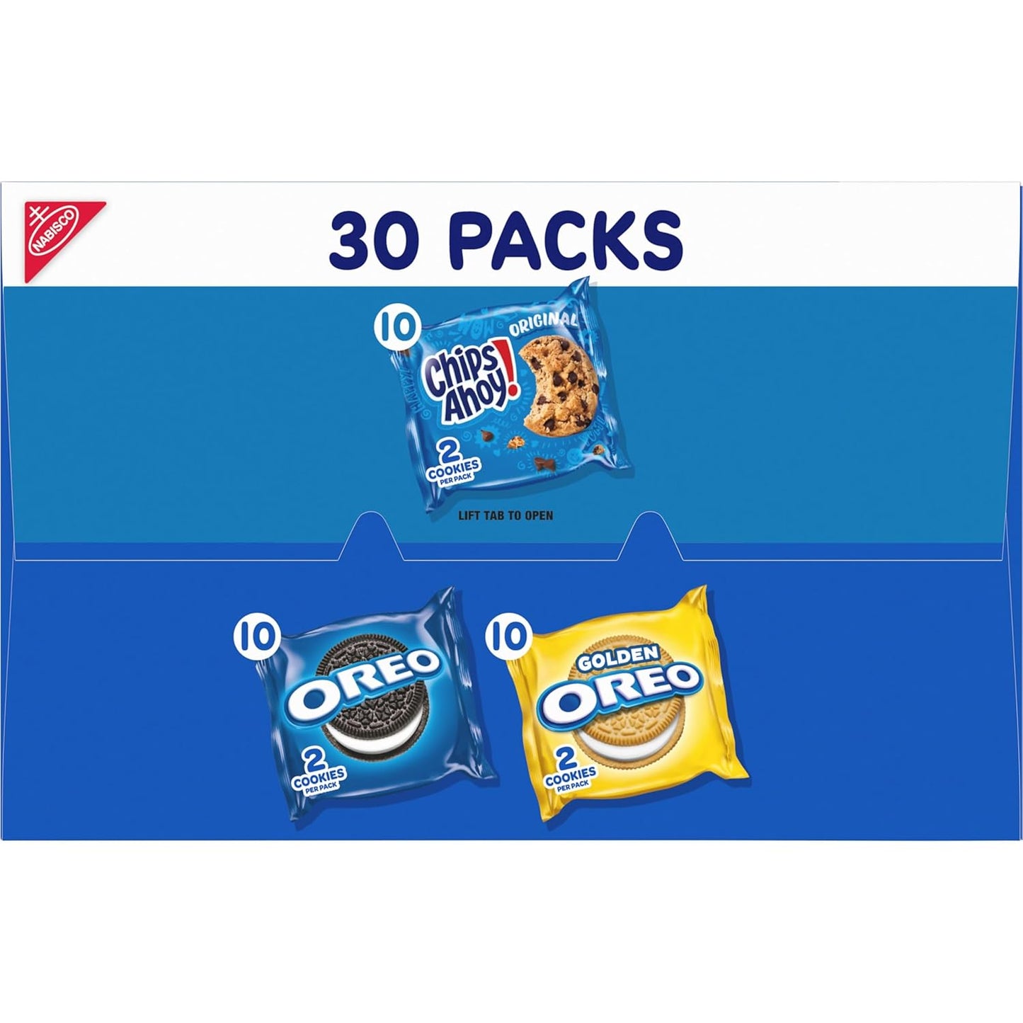 Sweet Treats Cookie Variety Pack OREO, OREO Golden & CHIPS AHOY!, 30 Snack Packs (2 Cookies per Pack)