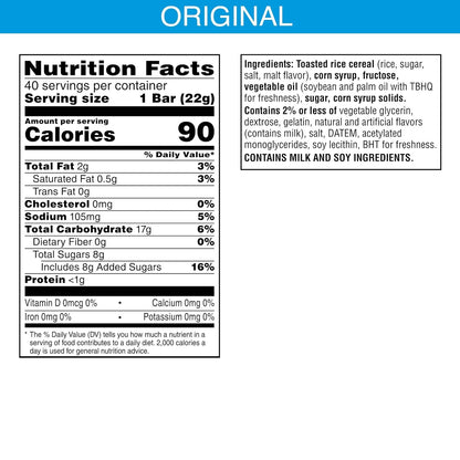 Crispy Marshmallow Squares, Kids Snacks, Snack Bars, Original, 31.2Oz Box (40 Bars)