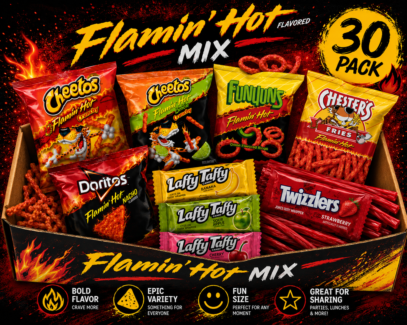 Flamin' Hot Snacks, Variety Pack, snack and candy – Sweet Choice Gift ...