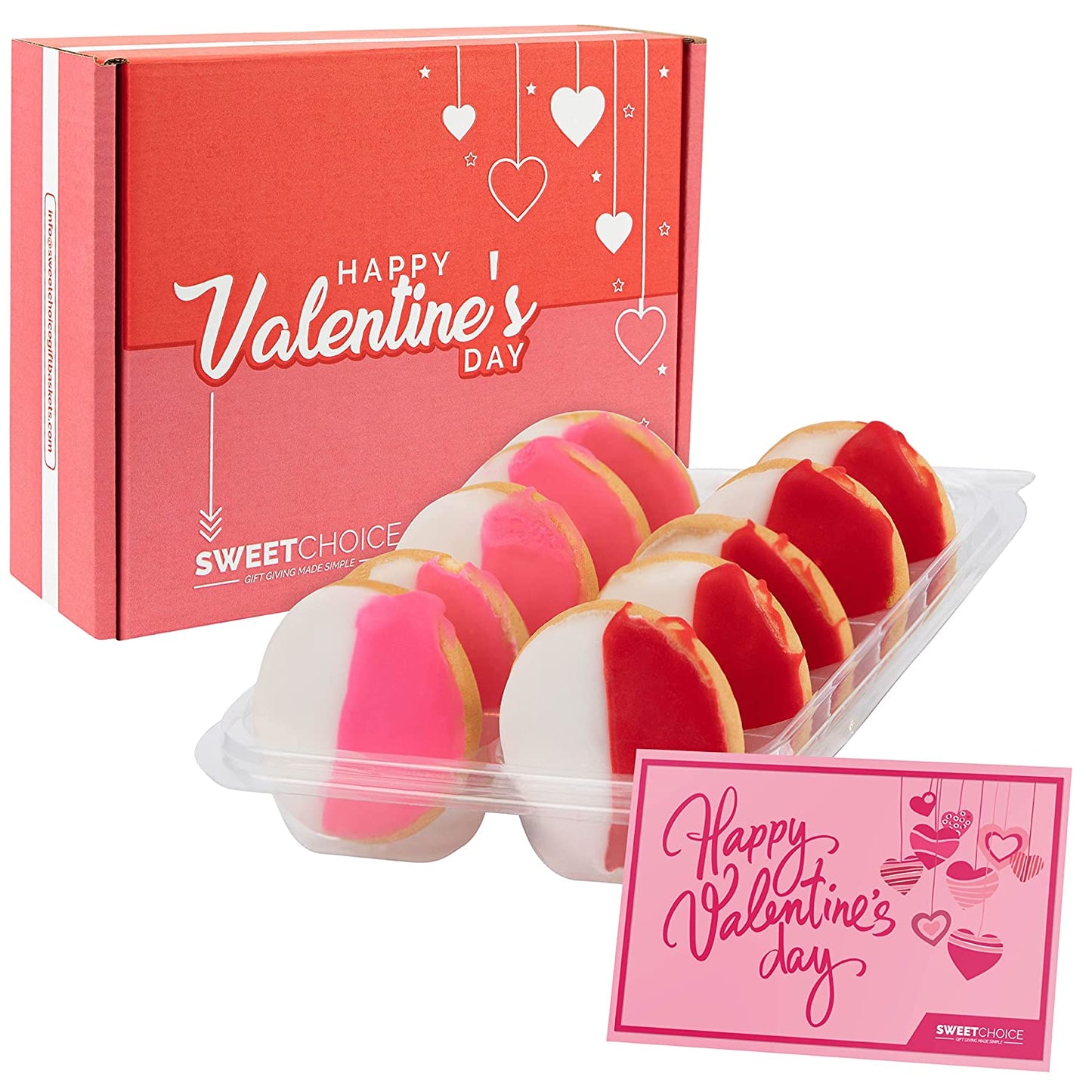 Valentine's Day /Pink/Red and white cookies Gift Box Assortment Variety Bundle Crate Present for Boy Girl Friend Student College Child Husband Wife Boyfriend Girlfriend Love Niece