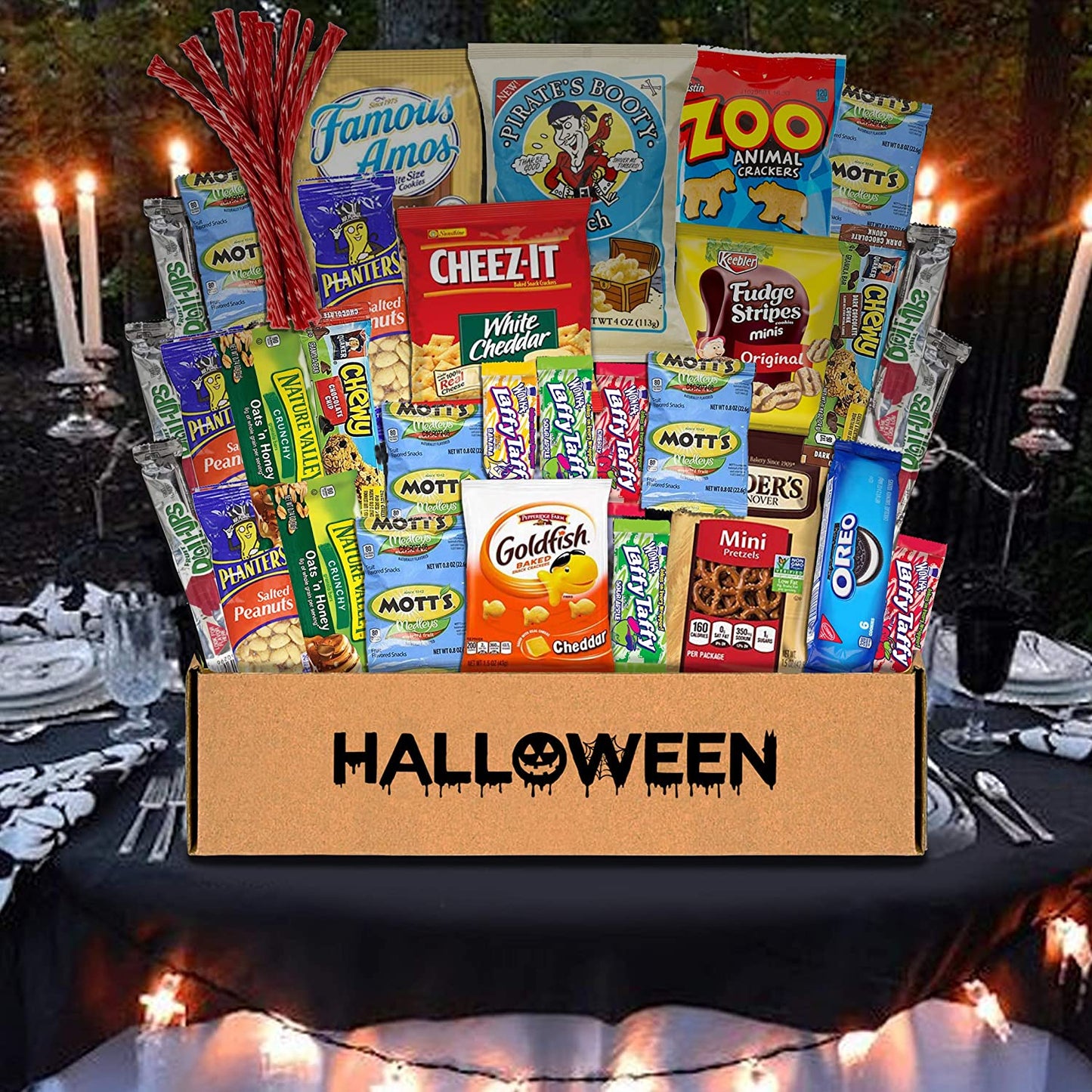 Halloween Package (38) Candy Snacks Assortment Trick or Treat Cookies Food Bars Toys Variety Gift Pack Box Bundle Mixed Bulk Sampler for Children Kids Boys Girls College Students