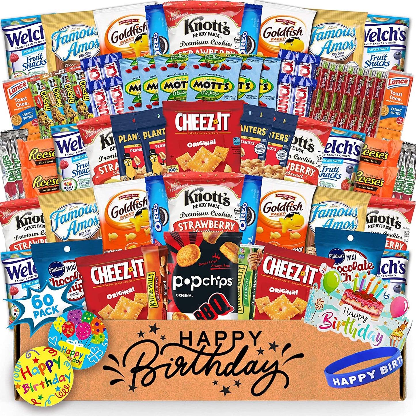 Snacks Variety Pack for Adults- Gift Basket Snack Box- Birthday Gifts for  Men and Women- Food Sampler Care Package for School, College, Office, Kids